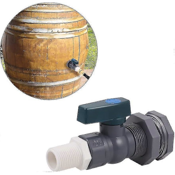 Passar till Regnfatsspott Diverter Kit, PVC Regnfatsspott Kit, Trädgårdsdiverter med Bulkhead 3/4 Tums Vattenfatsspott