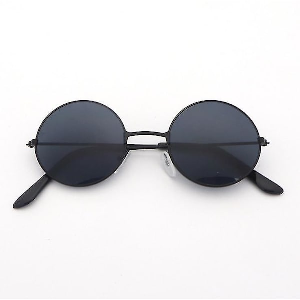 Retro små runde polariserede solbriller til mænd kvinder John Lennon Style black frame