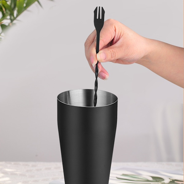 8-delt Cocktail Shaker Sæt - Mat Sort - Rustfrit Stål Sort