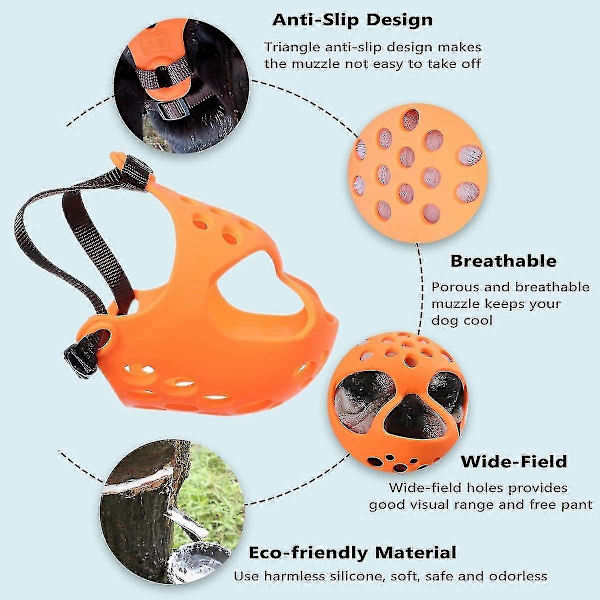 Hundmunstycke för korta nosar, Mjukt Silikon Andningsbart Bulldoggmunstycke för Biting, Tuggande, Slickande, Perfekt för Plattnosade Hundar Orange L
