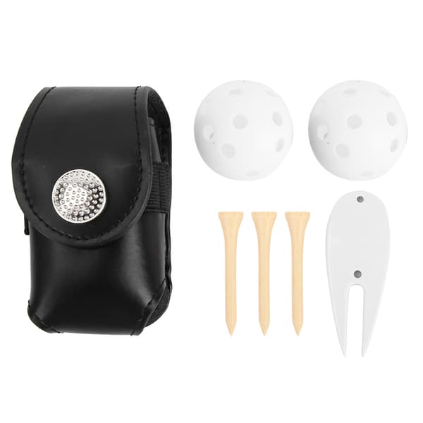 Mini PU Golfballveskeholder med Golfball Tee Divot Bærbart Golftilbehør (svart)