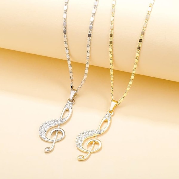Mote Choker Halskjede Musikknoter med Lyse CZ Krystallanheng Langt Kjede Halskjede for Kvinner Jenter
