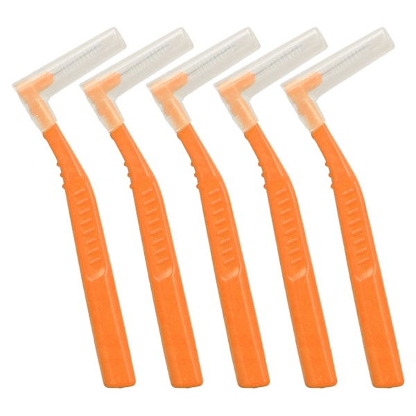 L-formade mellanrumsborstar - 5 stycken, effektiv plackborttagning, tandvårdsborste (orange)