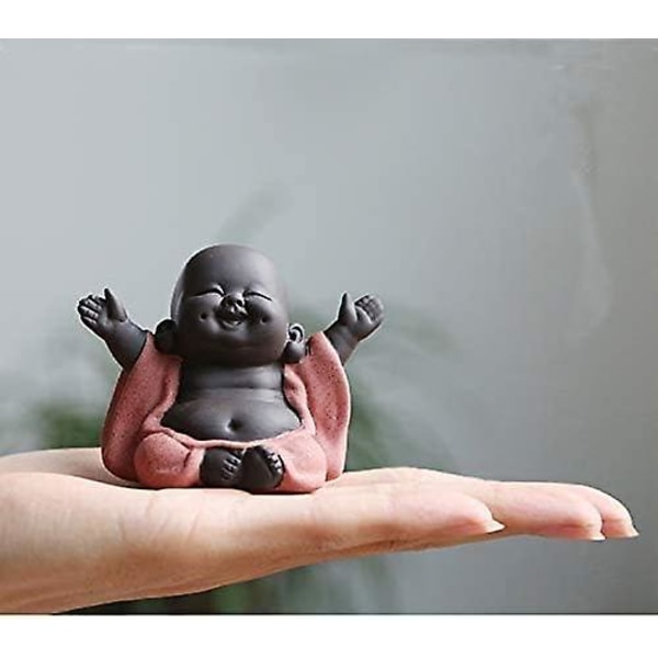 Keramisk Liten Søt Buddha Munk Dukke Kreativ Babyhåndverk Dukke Ornament Gave Utsøkte Keramiske Håndverk
