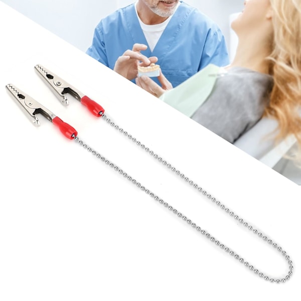 5 ST Dentalhaklappsklämmor Servettringar Flexibel Stålkula Kedja Tandvårdsartiklar (Silver)
