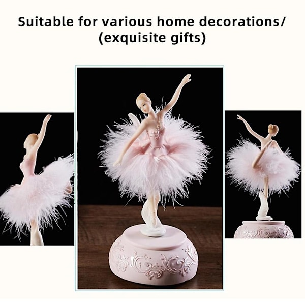 Speldosa Ballerina Dansande Flicka Svanen Sjön Karusell med Fjäder för Födelsedagspresent