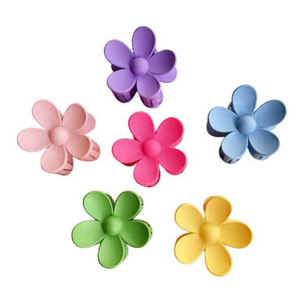 Blomsterklo klip, piger store søde blomster klip, frostet blomster klip 6 stk 6piece