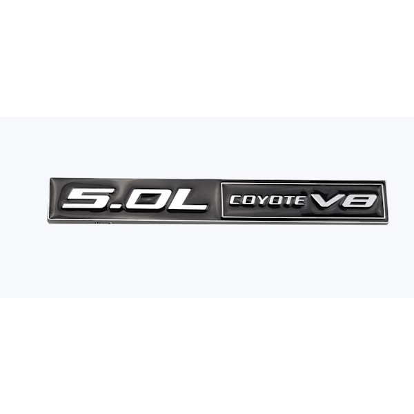 2 stk 5.0L Coyote V8 Emblemer, 3D Trim Fender Hook Bagasjerom Merke Dekaler Klistremerker Kompatible for Mustang F150 (Krom Svart)