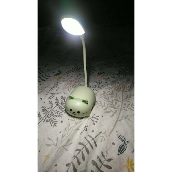 LED bordslampa tecknad söt katt nattlampa green