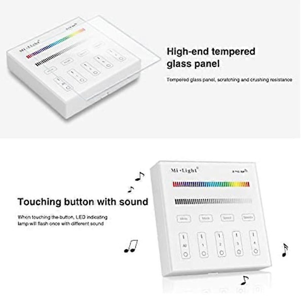 Mi Light B3 Trådløs 2.4G RF 4-Soners Veggmontert Smart Panel Kontroller for CCT DIM RGB RGBW RGB+CC