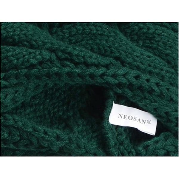 Damers Tykk Ribbestrikket Vinter Infinity Circle Loop Skjerf Premium Twist Dark Green