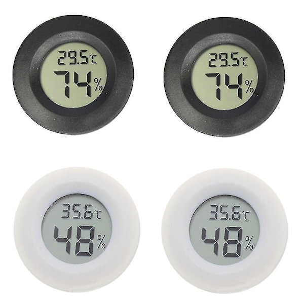 Pakke Fugtighedsmåler, Mini Hygrometer, Termometer, Digital LCD Skærm, Hvid