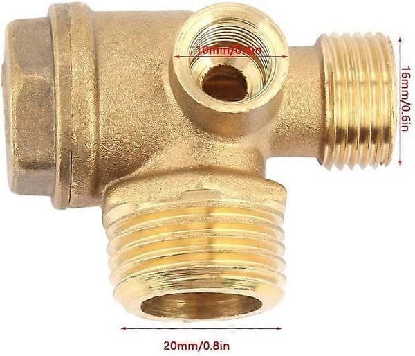 3-ports kompressor kontraventil, han-gevindrørsforbindelse 20*16*10 mm (20*16*10 mm)