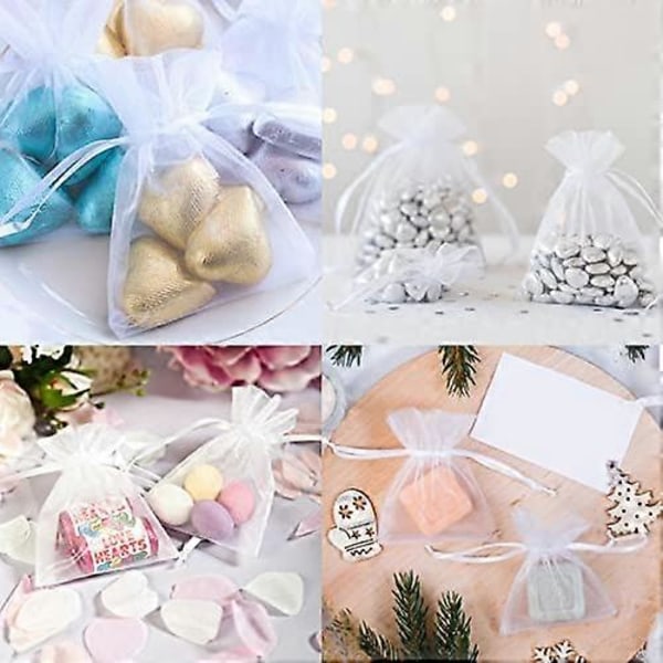 100 kpl Organza lahjapusseja hääkorupusseja 7 cm * 9 cm Täydellinen häihin, jouluun, syntymäpäivään, vuosipäivään