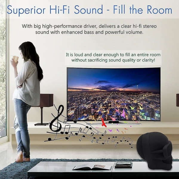 Skull Bluetooth högtalare, bärbar trådlös högtalare Inbyggd mikrofon