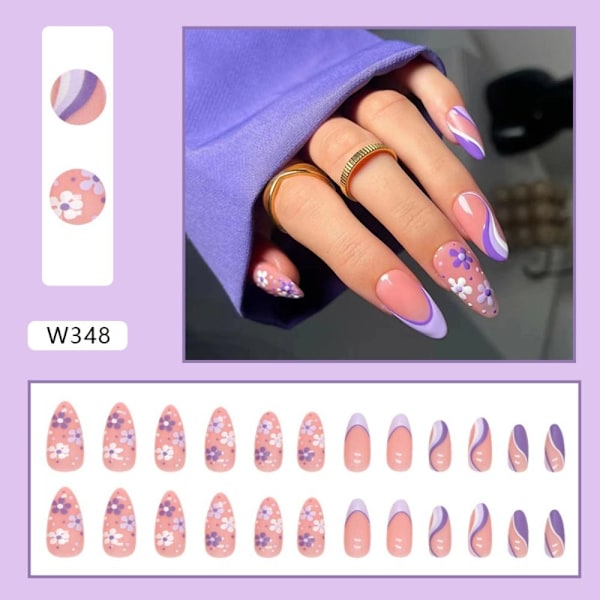 24 lange mandellange falske negle combination 3