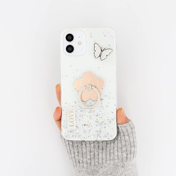 Mobiltelefon Ringholder Blomster Finger Ring Grip Stativ 360 Graders Rotation Universal Kickstand Kompatibel med Alle Smartphones
