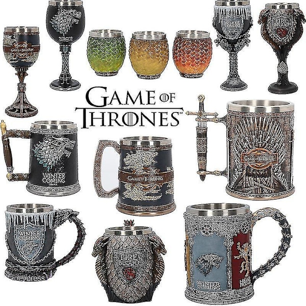 Game of Thrones Krus Goblet Rustfrit Stål Harpiks 3D Øl Tankard Kaffe Kop Vin