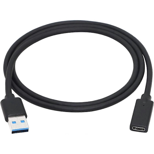 Heytea USB 3.0 Type A uros - USB 3.0 Type C naaras -liitinmuunninadapteri (musta) (0,9 m)