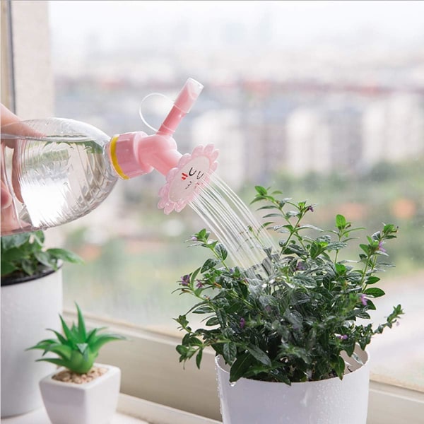 4 stk plastflaskelokk med dobbel hode sprinkler, flaskevannstut Bonsai vannkanne for innendørs frøplanter Plante, hageredskap 4pcs Blue+Pink+White+Yellow