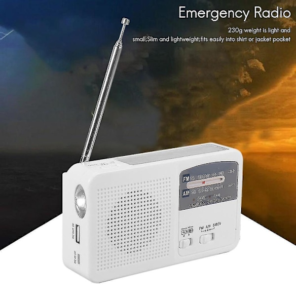 Hätäradio aurinko- ja käsikammella, itselataava, akku USB-latauksella FM/AM-radio LED-taskulamppu VIHREÄ