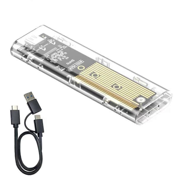 Laptop SSD Mobil Harddiskboks Transparent M.2 SSD Boks NVME PCIe M2 Harddisk Case 10Gbps SATA Cl