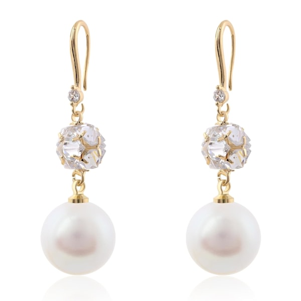 Dame Perle Øreringe Guld Perle Drop Øreringe med Diamant Krystal Øreringe Håndlavede Smykker Gaver