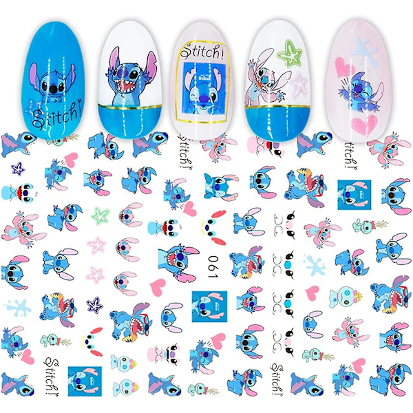 Söta Stit_ch Nagelstickers Kawaii Tecknade Nageldekaler Självhäftande Nageldekor för Kvinnor Flickor Barn Nagelkonst Stickers (75+Dekaler)