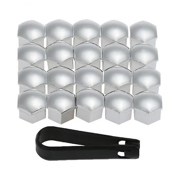 4x20st Universal 17mm Hjulmutterkåpor Lug Nut Caps Skruvskydd Silver