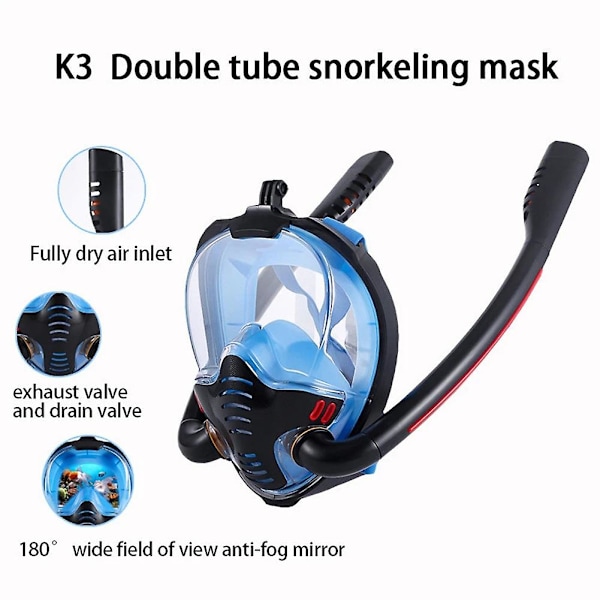 Fridykning Helmaske Dykmaske HD Panoramaudsigt Svømmemaske til Begynder Professionel