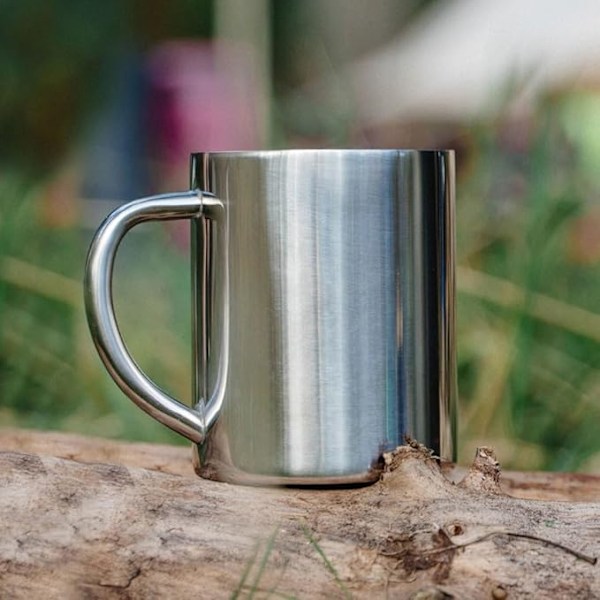 Campingkopp i rustfritt stål, Unisex, Sølv, Én størrelse