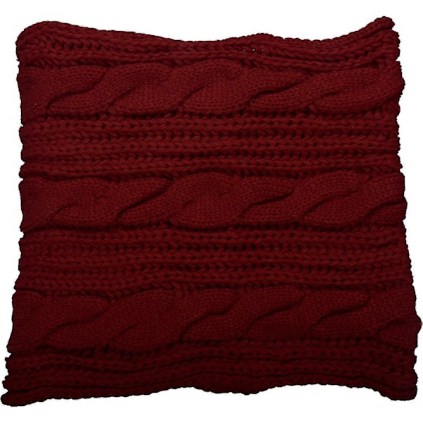 Dam Tjock Ribbstickad Vinter Infinity Cirkel Loop Halsduk Premium Twist Claret