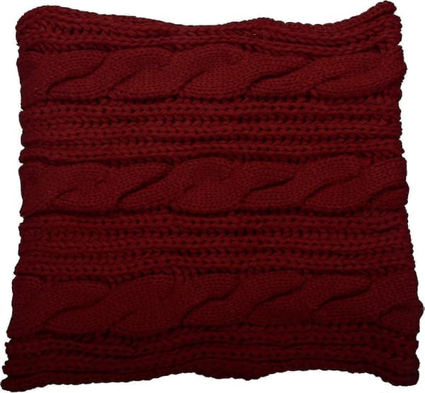 Damers Tykk Ribbestrikket Vinter Infinity Circle Loop Skjerf Premium Twist Claret