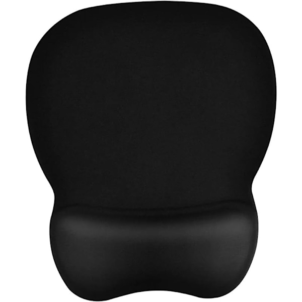 Musemåtte med ergonomisk håndledsstøtte, 4 mm musemåtte med memory foam-polstring, tekstureret slidstærk og vaskbar, sort