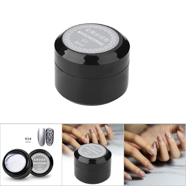8ml/flask Metallisk Gel Neglelakk Neglekunst UV Lakk Sølv Lakk
