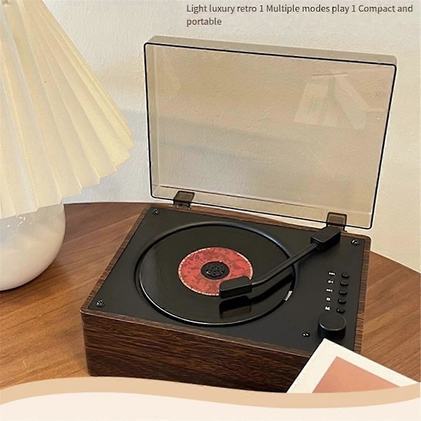 Retro CD-spiller Oppladbar Støtte CD BT USB 3.5mm AUX Bærbar CD-spiller Bluetooth-kompatibel 5.0 Walnut Color