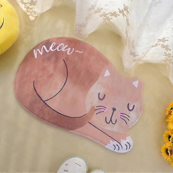 Dørmatte med sovende katt, 3D-printet teppe, sklisikre gulvmatter til soverom