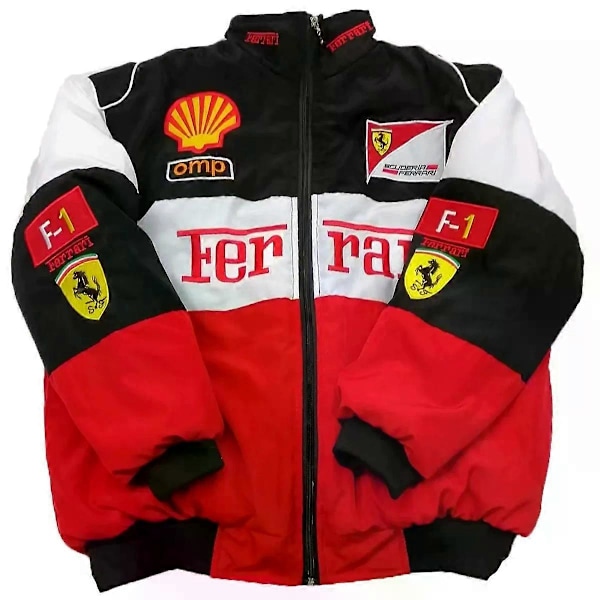Herre Racing Jakke Med Rød Sort Broderi, Jakkesæt F1 Team Racing Cool Jakke White French XL