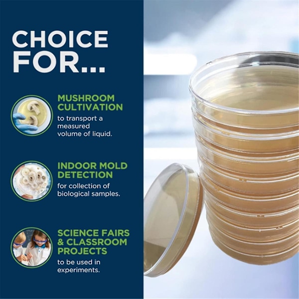 Kartoffel Dextrose Agar Petriskål Svampe Bakterier Petriskål, Hjemmetestsæt eller Science Fair Projekt, 10 stk