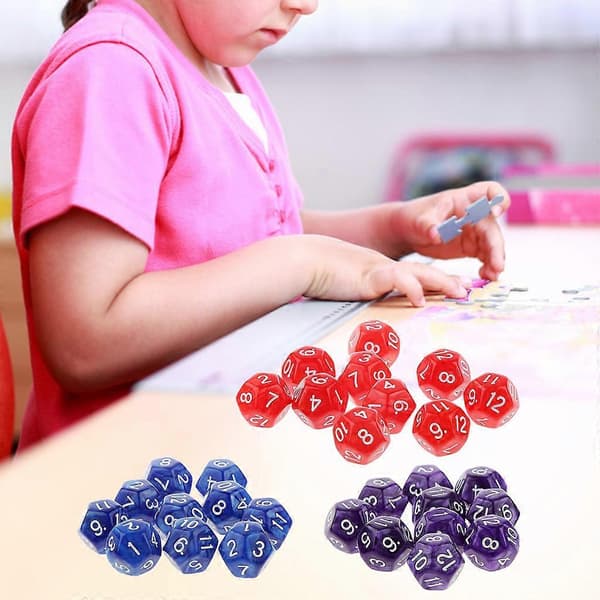 Sett med 10 D12 polyedriske terninger 12-sidige terninger familiespill RPG brettspilltilbehør Red