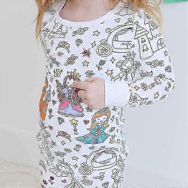 Kreativa Barn DIY Graffiti Pyjamas Hemkläder Set, Färga Dina Egen Pyjamas för Pojkar & Flickor Unicorn 2-3Years