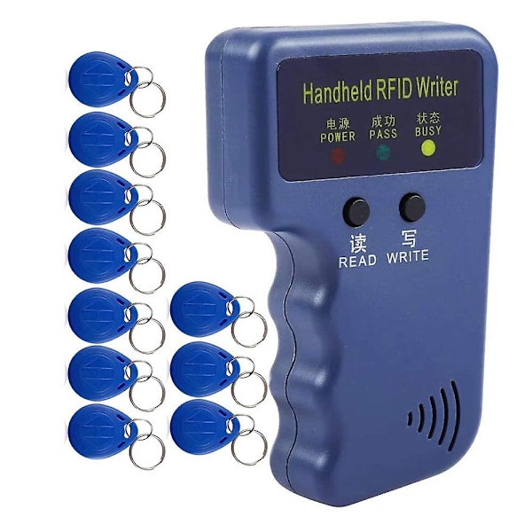 Handhållen 125KHz RFID Läsare Skrivare Duplicator Kopierare, Uppgraderad ID-kort Klonare Programmerare, med 10st
