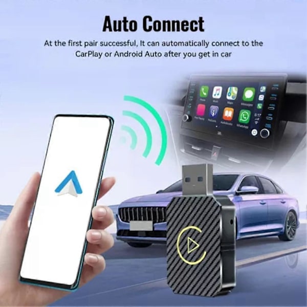Langaton Carplays-sovitin Android Auto 2 in 1 Älykäs USB-dongle sedan-autoille