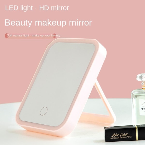 Vikbar bärbar spegel LED sminkspegel med ljus White monochromatic
