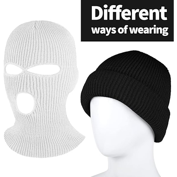 4-pack 3-hålsstickad helmask Varm Vinter Stickad Skidmask Balaclava för Utomhussporter