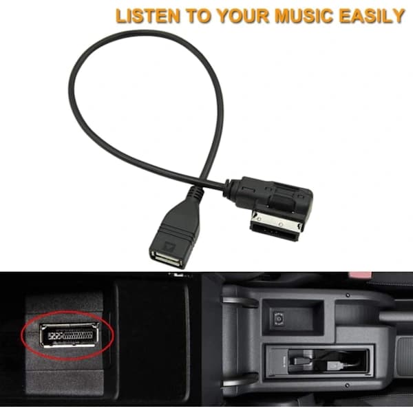 USB-lydkabel med USB-adapter for Audi AMI MMI 2G 3G 3G+