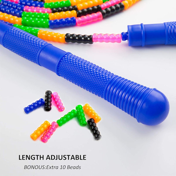 Double Dutch Sjippetov 4,8 meter - 2 pak Lange Sjippetov til Børn og Voksne, Plastik Sjippetov med Perler, Nok til 4-5 Personer