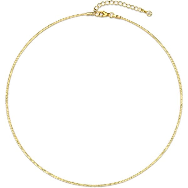 14K Guld/Silverpläterad Ormkedja Halsband Fiskbenshalsband Guld Choker Halsband för Kvinnor Flickor Presenter Smycken 1,5/3/5MM(B) 14\"/16\"(L)
