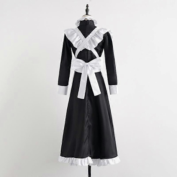Klassisk Maid Cosplay Outfit Söt Lång Klänning Cosplay Kostym Brittisk Stil Café Maid Klänning Female Sex S