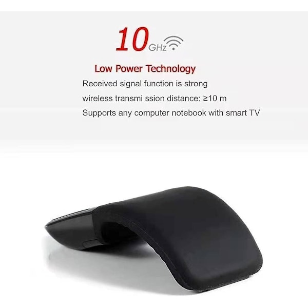 2.4G Arc Touch Mus Slim och ortabel Mini Trådlös Datormus, Lägre Ljudnivå, Vikbar Ergonomisk Optisk Mus för Bärbar Dator Surfplatta (Svart)
